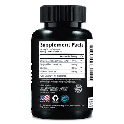 Nitric Oxide Supplement 3000Mg Blend - 3X Strength L-Arginine & L-Citrulline - Complete Pre Workout Nitric Booster - Natural Energy & Muscle Support for Men & Women - Bottled in USA - 120 Capsules