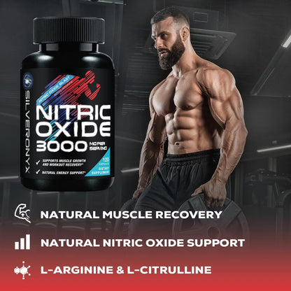Nitric Oxide Supplement 3000Mg Blend - 3X Strength L-Arginine & L-Citrulline - Complete Pre Workout Nitric Booster - Natural Energy & Muscle Support for Men & Women - Bottled in USA - 120 Capsules